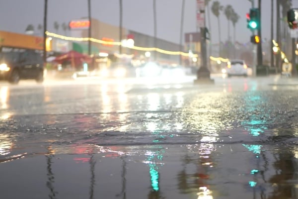 Flooded street from extreme weather