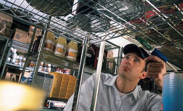 Rodent control technician working