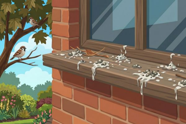 bird droppings on ledge