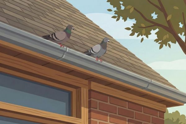 pigeons on roofline
