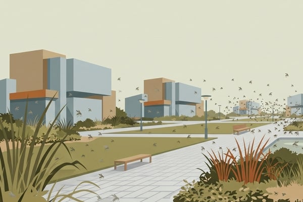 commercial area with mosquitoes everywhere