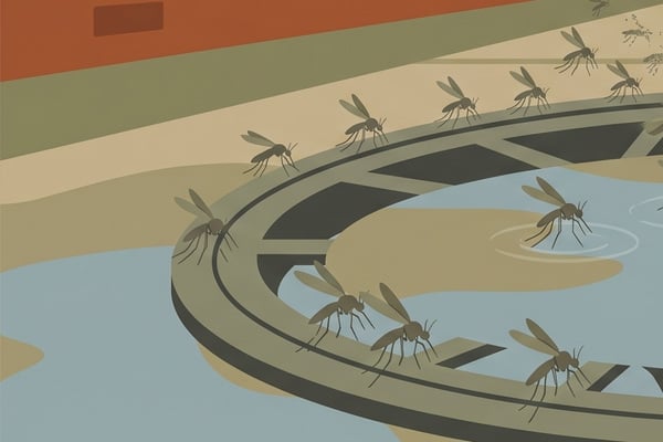 mosquitos drinking from standing water