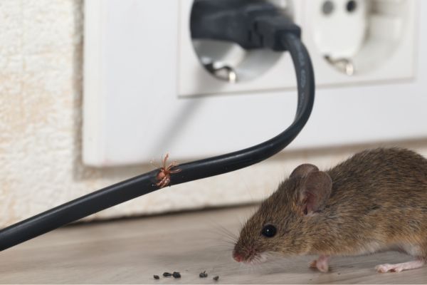 mouse by electrical outlet