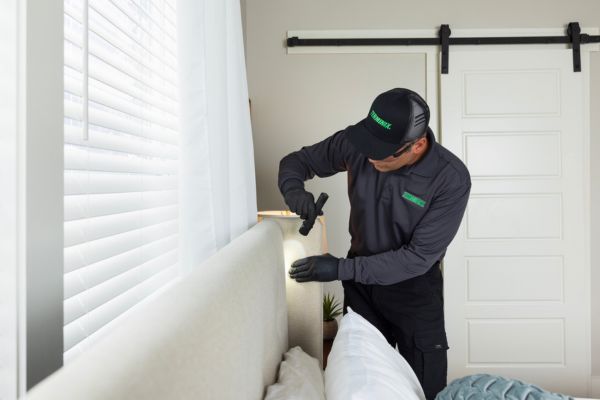 tech inspecting bed frame