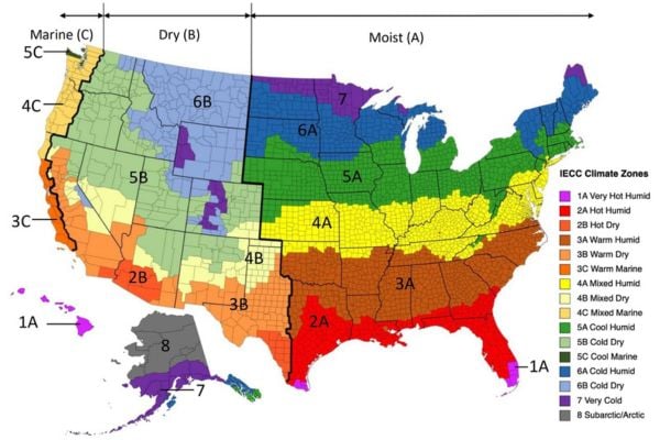 climate zones split by state and area